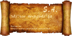 Sátor Archibáld névjegykártya